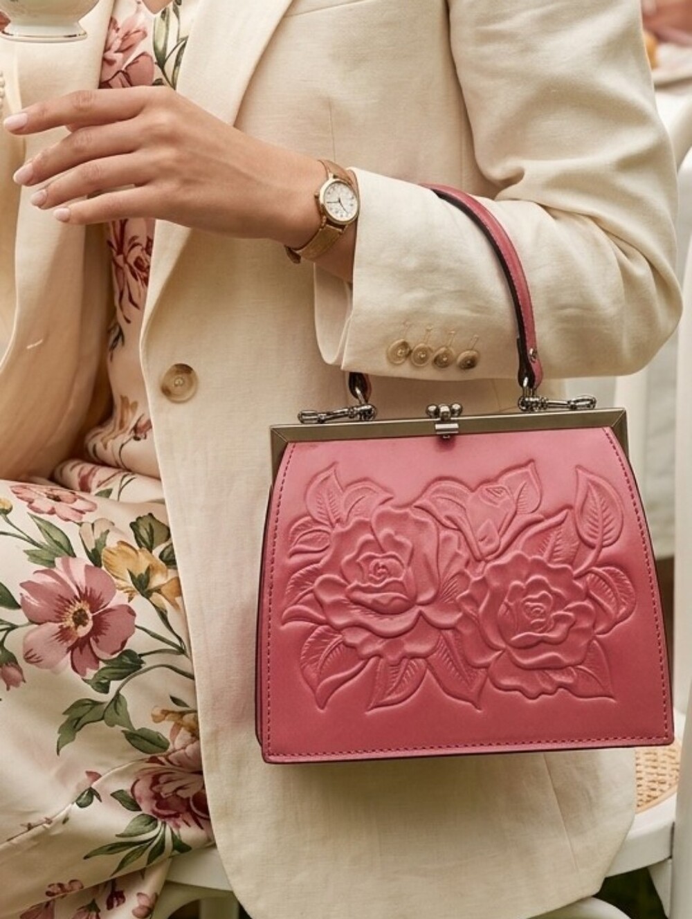 Patricia Nash Rose Tooled Crossbody Satchel - NWT - Picture 14 of 14